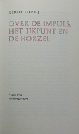 Over de impuls, het ijkpunt en de horzel, titlepagina